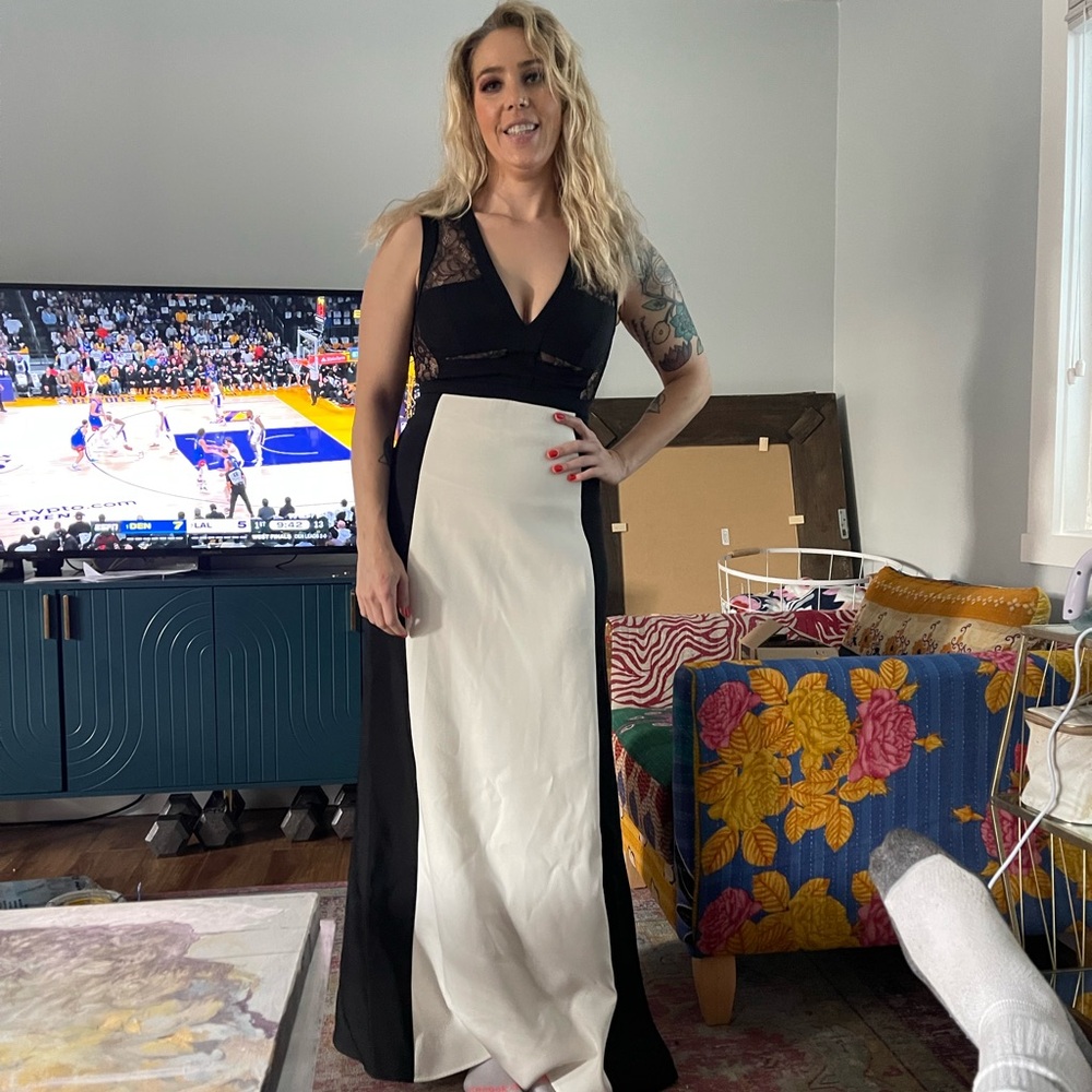 Elegant Black and White Evening Gown